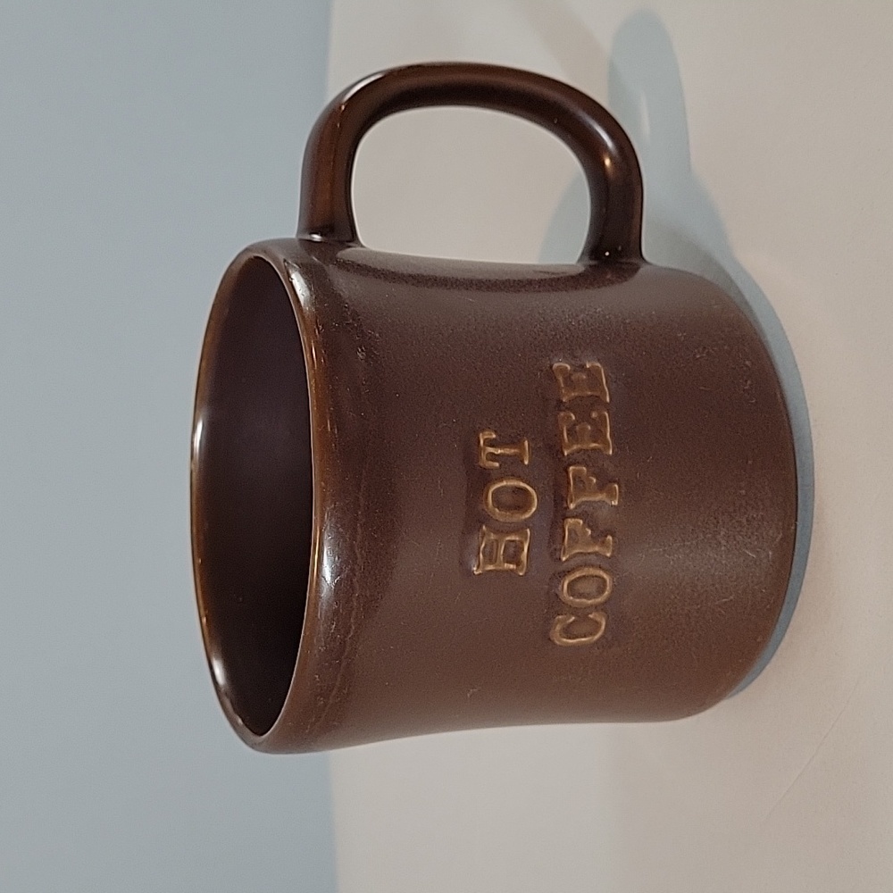 STARBUCKS 2010 Brown HOT COFFEE embossed Mug